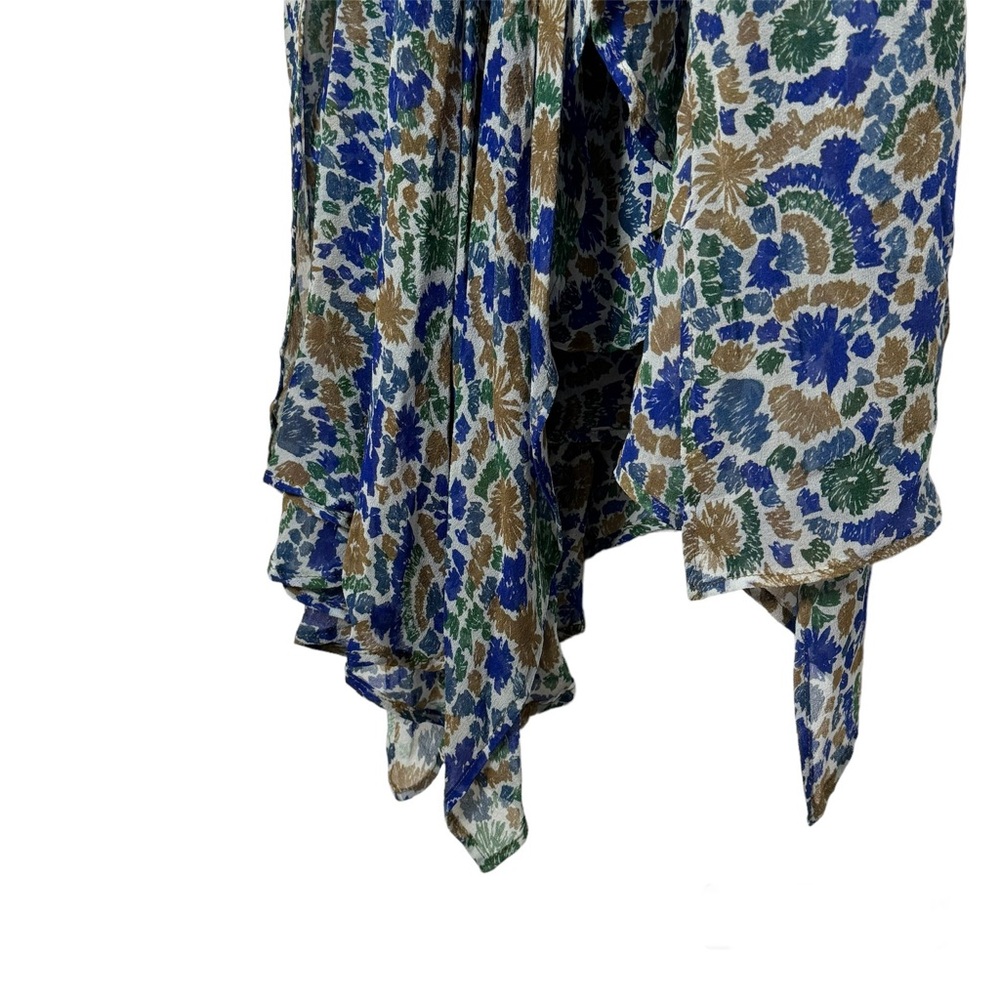 Poupette St Barth Floral Silk Chiffon Dress Ilona Wrap Maxi Blue Womens SZ Small - Picture 8 of 16